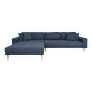 House Nordic - Lido Lounge Sofa Mørkeblå Polyester m/4 Puder - Venstrevendt