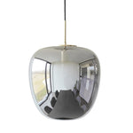 Hübsch - Grå Glas Pendel Loftlampe Messing/Spejleffekt Ø40x40 cm