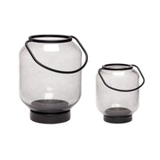 Lanterne Glas/Sort Metal - Sæt af 2 stk. - Hübsch - lanterner -990917 - ByNordico (4651077009521)